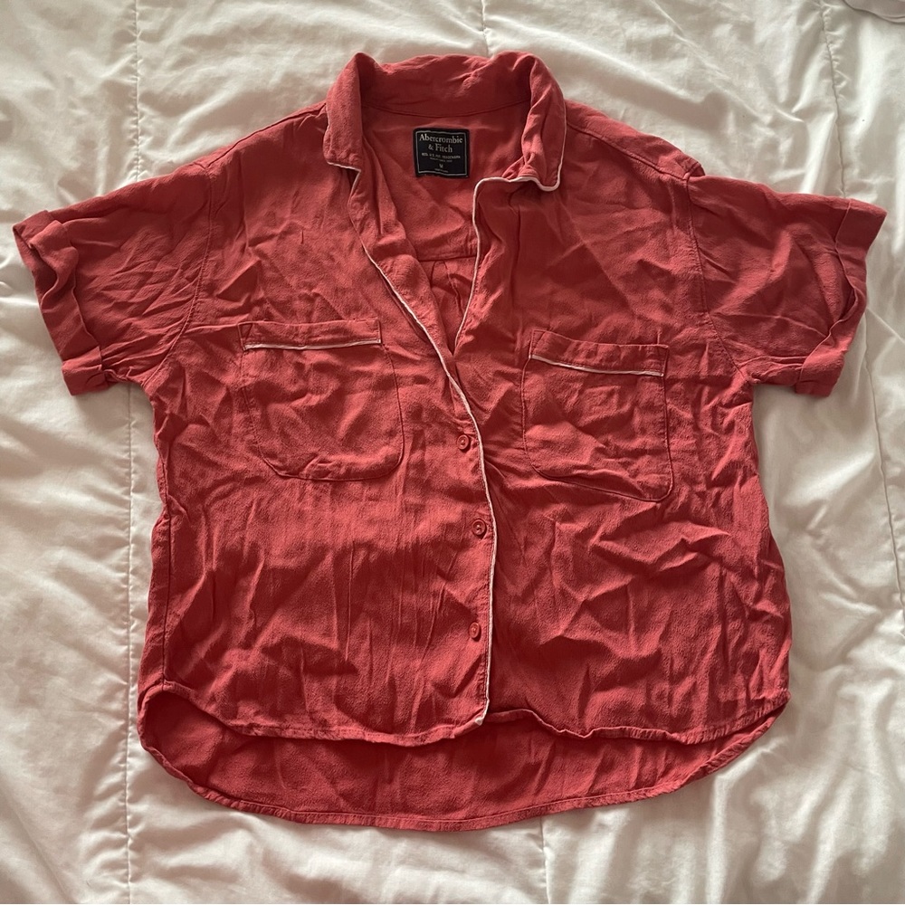 Abercrombie and Fitch coral pajama style button down top